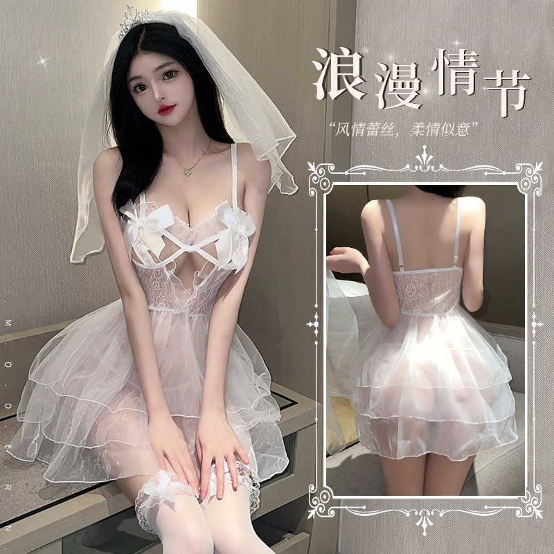 性感新娘床上婚纱制服套装诱惑情调火辣情侣趣味内衣qq女情趣