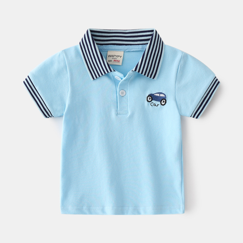 三折品牌撤柜童装中小童夏季男童洋气翻领短袖T恤 4129