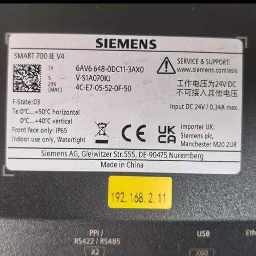 可维修西门子SMART700IE V4触摸屏，型号6AV6 648议价