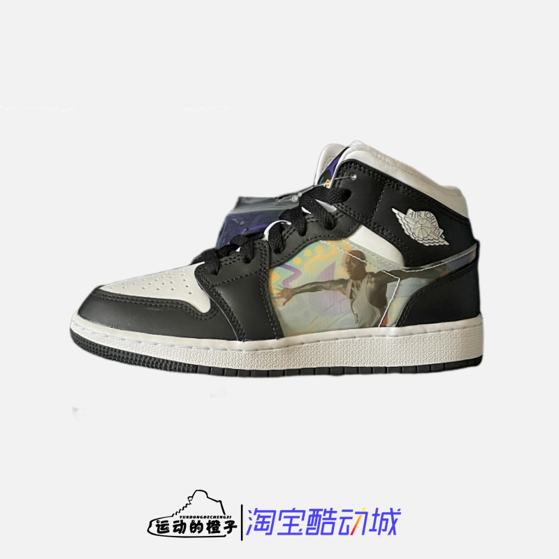 耐克女1中帮致敬肖像篮球鞋黑白