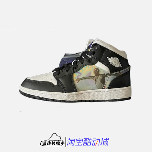 耐克女1中帮致敬肖像篮球鞋黑白