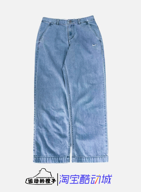 Nike/耐克 SB 刺绣LOGO 男子宽松直筒运动休闲牛仔长裤DV8918-493