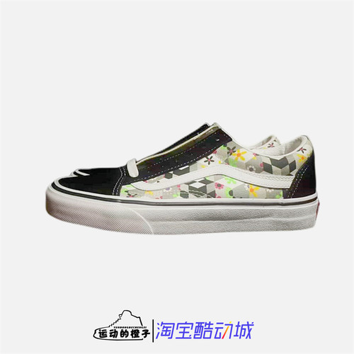 几何图案花卉印花低帮男女鞋板鞋