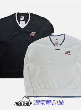 Nike/耐克 NSW 刺绣LOGO男V领运动休闲毛衣线衫DX0009-133-010