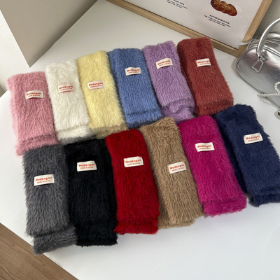 NikkiHaley毛绒窄版长条围脖