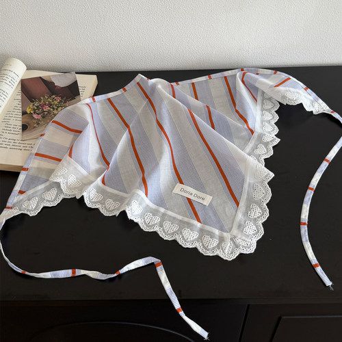 韩系条纹ins少女时髦拍照三角巾