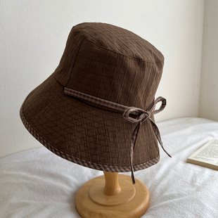 蝴蝶结装 盆帽 饰可折叠防晒渔夫帽女春夏百搭显脸小宽檐遮阳帽薄款