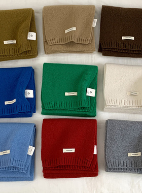 甄选澳洲纯绵羊毛100%羊绒围巾男女冬季百搭纯色针织围脖2025新款