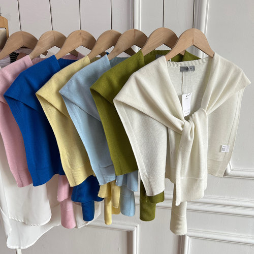 韩版纯色针织披肩女2026新款坎肩