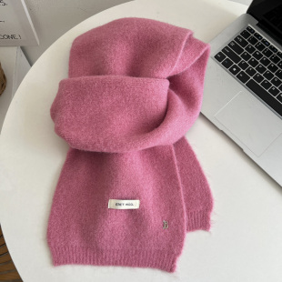 韩系ins软糯纯色针织围巾女生冬季 高级感加厚保暖围脖百搭氛围感