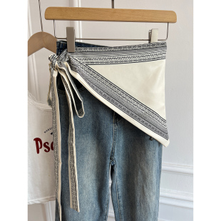 法式高级感长飘带腰封屁帘女新款长腰巾不规则三角巾腰间叠穿装饰