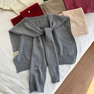 高级感 办公室空调房灰色小坎肩薄款 春夏季 针织披肩外搭女2026新款