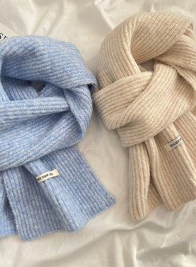 基础纯色围巾显白毛线围脖韩国冬天新款学生情侣简约针织围巾男女