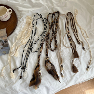 波西米亚风棉绳编织腰带2025新款 饰绑带 夏天海边配裙子流苏腰绳装