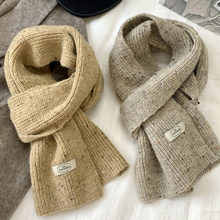 可爱彩色点子纱针织日系围巾女韩版百搭气质保暖围脖学生冬季护颈