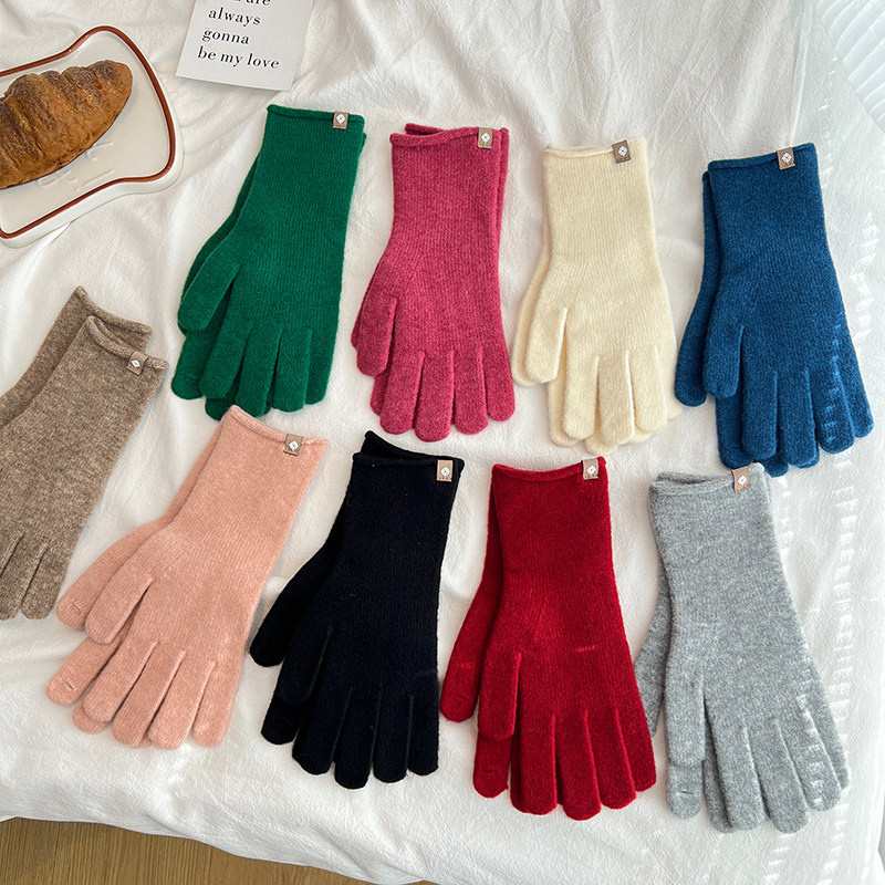 NikkiHaley羊绒漏指针织手套