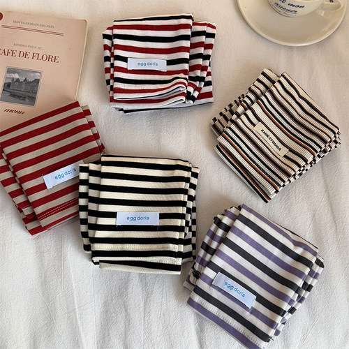 韩国egg条纹袖套女夏季棉质宽松