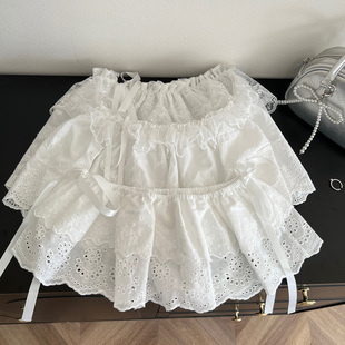 韩国重工镂空蕾丝绑带屁帘女高级感叠穿显瘦遮臀裙帘半身裙26新款