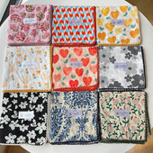 复古小清新碎花文艺棉质小方巾女装 饰领巾头巾发带70方形围巾丝巾