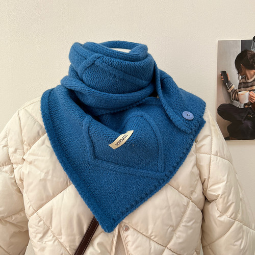 高级感时髦纽扣围巾脖套披肩女冬