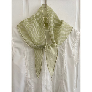 南法小清新条纹三角巾丝巾女春夏季 饰头巾 轻薄透气系脖领巾百搭装