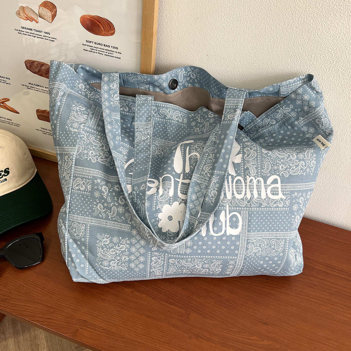 韩国ins复古腰果花大容量帆布包女单肩包学生上课通勤逛街手提包