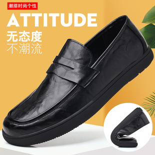 透气皮鞋低跟方头高跟英伦断码尖头上班鞋大头内增高潮流低帮