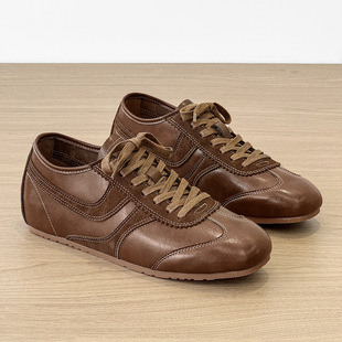 3951复古平底系带德训鞋春季百搭休闲板鞋小众尖头鞋休闲潮流皮鞋