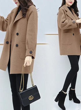 2024秋冬季新款毛呢外套女大码宽松显瘦中长款小个子大衣毛呢外套