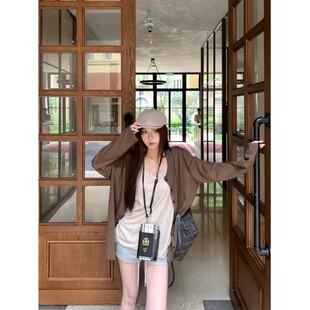 女秋季 慵懒风套装 外套防晒罩衫 长袖 内搭吊带背心松弛感两件套 薄款