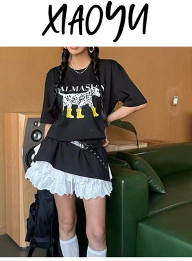 【黄靴子狗】韩系圆领黄靴子斑点狗圆领T恤百搭显瘦短袖上衣女