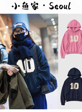 【数字10】韩风sienne若楠同款连帽刺绣字母加绒卫衣百搭保暖卫衣