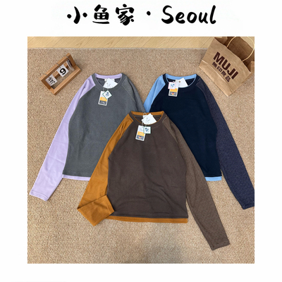 【撞色袖条纹】韩风双面德绒假两件打底衫百搭显瘦大弹力长袖衫女