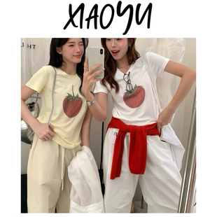 T恤百搭显瘦短袖 韩单CHOI大草莓圆领短袖 上衣女 一颗草莓