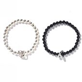 「现货」MADNESS 余文乐 黑玛瑙情侣手链手串925银 BEAD BRACELET