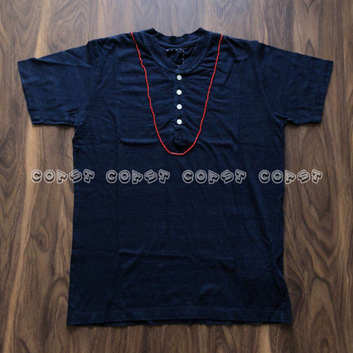 「现货」VISVIM INDIGO BEADS TEE HENLEY S/S SPOT 串珠亨利T恤