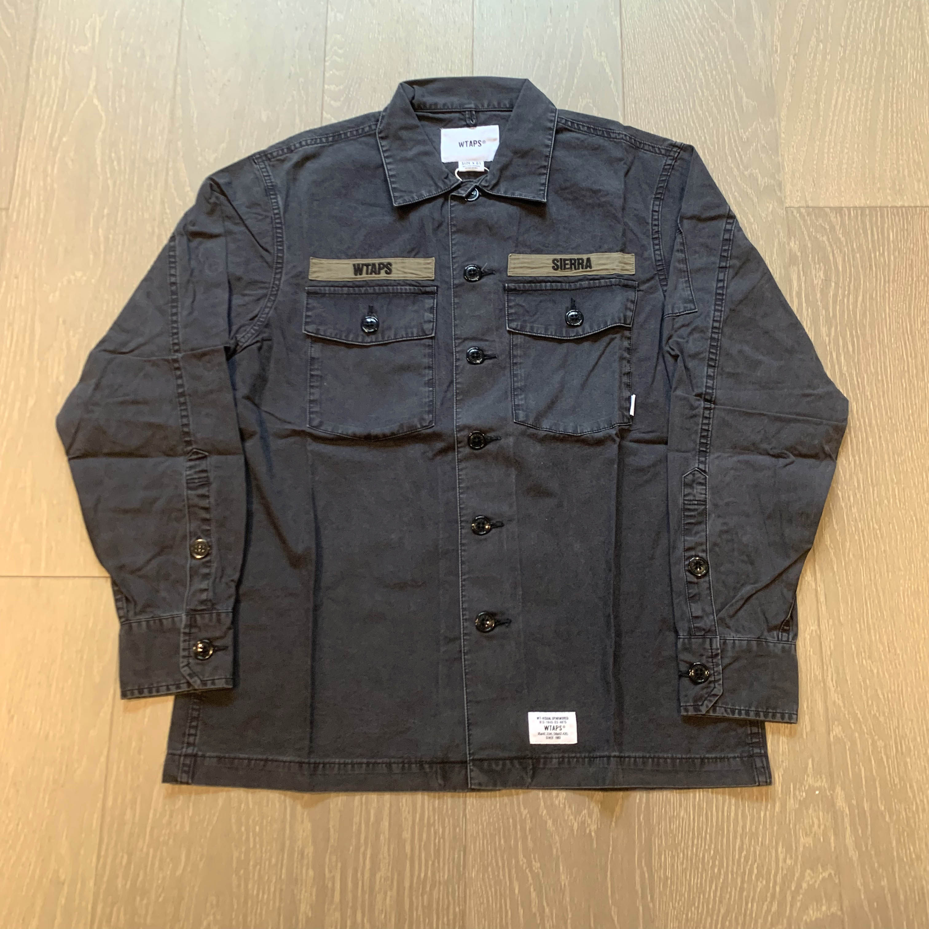 现货 WTAPS BUDS LS 02/SHIRT.COTTON.GABAD INE 18SS 两袋衬衫