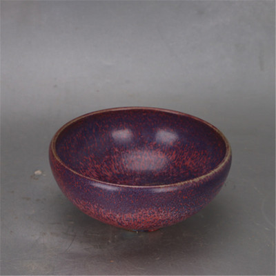 宋钧窑玫瑰紫曜变斗笠碗景德镇 仿古瓷器旧货收藏古典家居收藏品