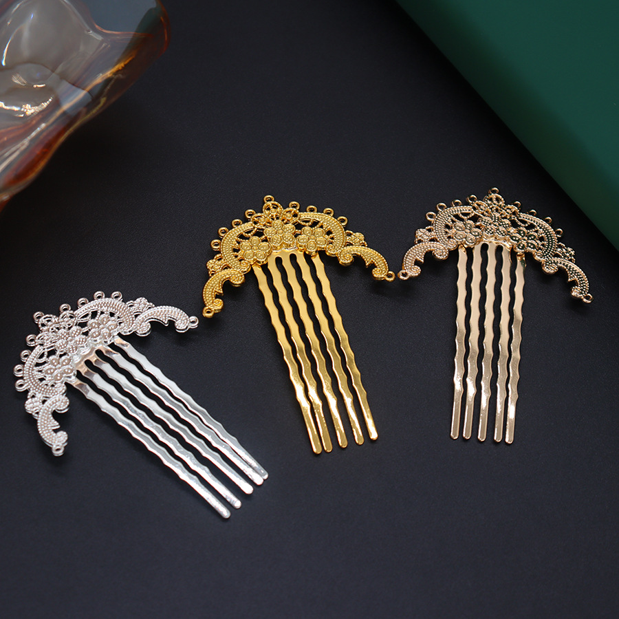 合金电泳保色多孔雕花梅花浮云花片焊发钗diy饰品古风发簪材料