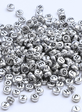 5克4x7mm扁珠古银英文单字母复古散珠diy手工饰品配件手链串珠