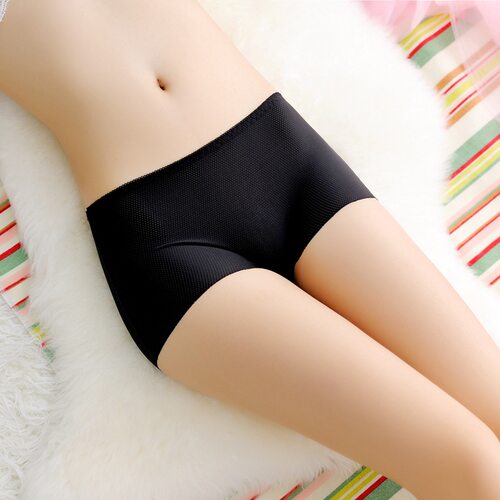 跨境少女冰丝内裤女薄款中腰大码透气孔纯棉裆无痕裸感女平角2804
