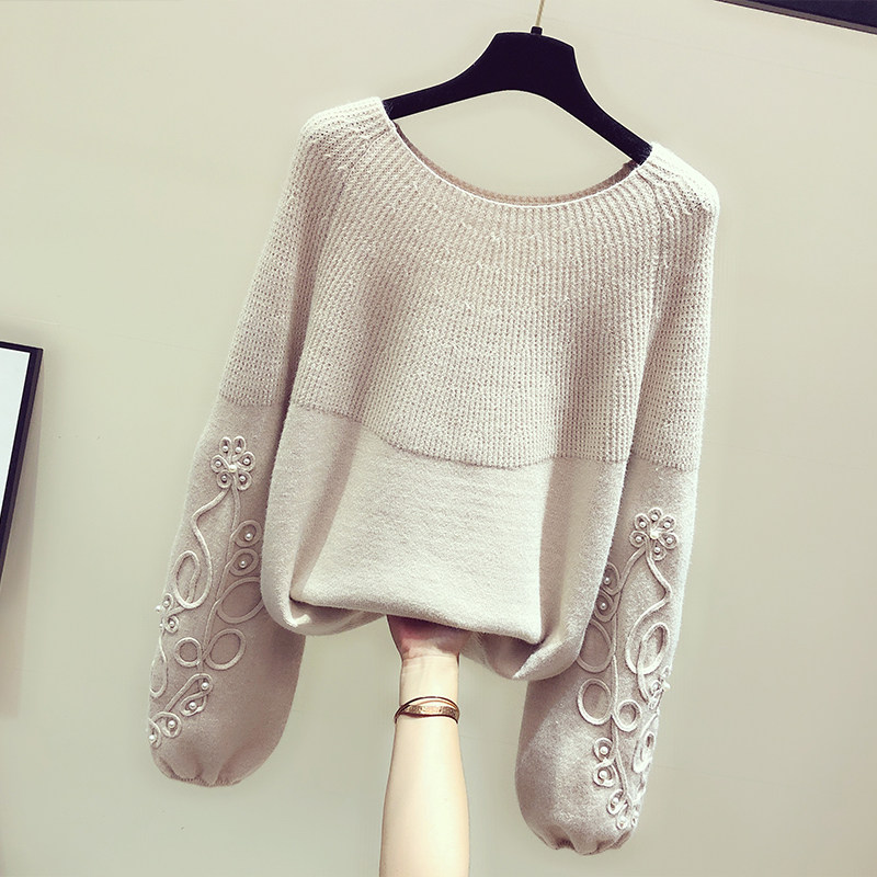 圆领钉珠盘花针织衫秋冬女装加厚套头衫甜美网红超火打底毛衣在类目 女装/女士精品, 毛衣中 - 来自Buy2taobao.com提供专业的淘宝代购服务