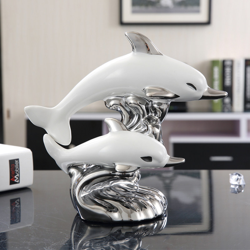 海豚摆件家居饰品客厅玄关电视柜酒柜装饰品现代简约陶瓷工艺品|ruв категории Домашний быт, украшения - от Buy2taobao.com для оказания профессиональной услуги покупки агента Taobao
