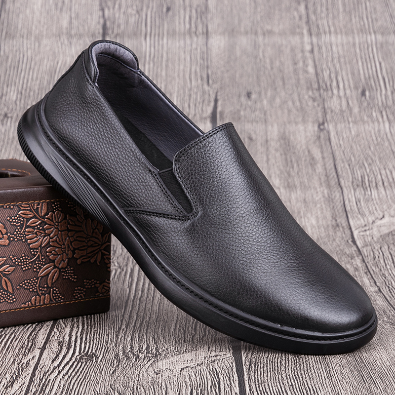 EOOO一脚蹬真皮休闲男鞋软底软面