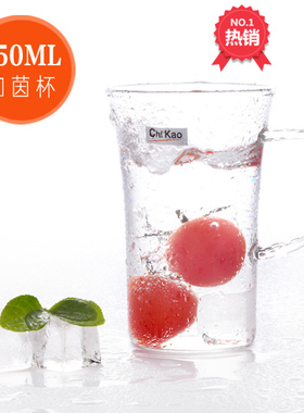 奇高CK-161A纯手工耐热玻璃水杯绿办公室玻璃杯带把透明果汁杯