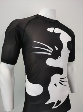 黑白太极猫 巴西柔术防磨服 Rashguard