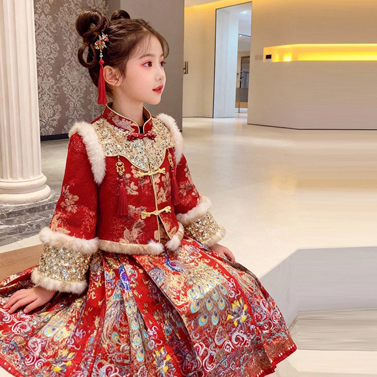 女童汉服马面裙套装新年拜年服潮