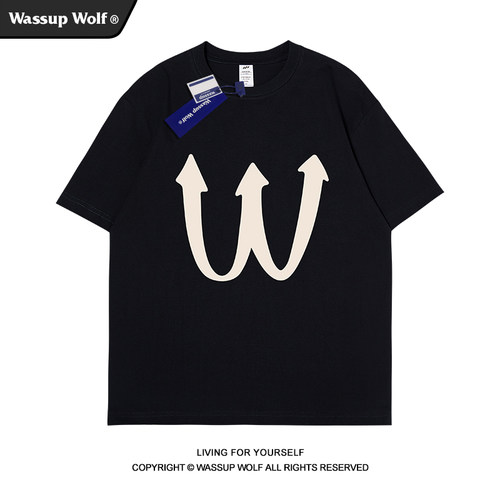 wassupwolf重磅纯棉短袖