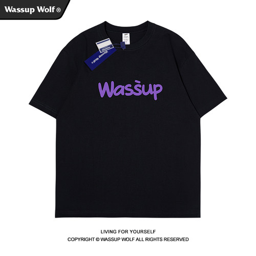 wassupwolf重磅纯棉短袖