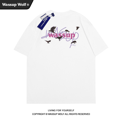 wassupwolf重磅纯棉短袖
